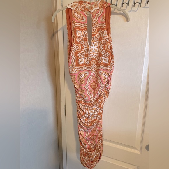 NWOT International Concepts Midi Wrap Dress pink and orange size medium - Picture 8 of 8
